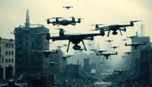 drones over drones-over-city